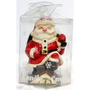 Lady Jane Holiday Molded Santa on a Rooftop Candle Sculpted Wood Carved Look